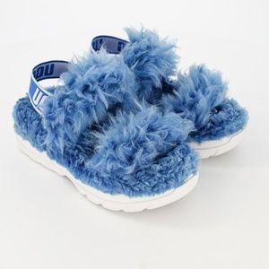UGG Blue Fluff Sugar Faux Fur Slipper Slides